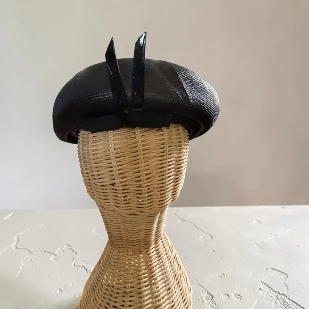 Vintage Black Sculptural Cocktail Hat Fascinator Avant Garde Derby Gothic
